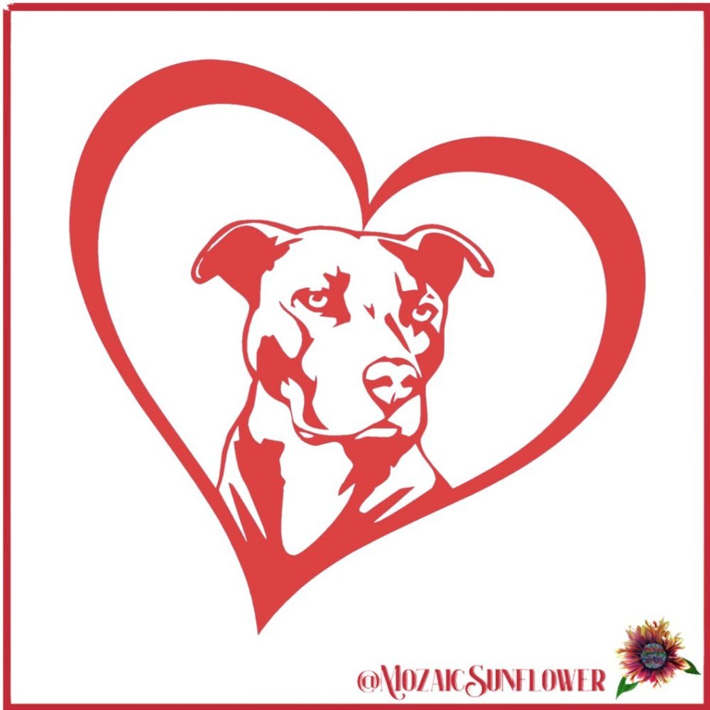 American Staffordshire American Pitbull Terrier Pibble Heart Vinyl Decal NWT